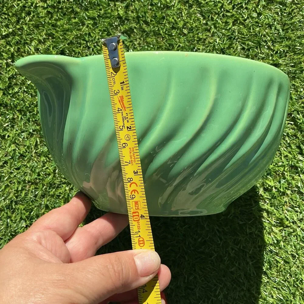 Gladding McBean Franciscan Coronado Green Swirl Handled Bowl California 1930s